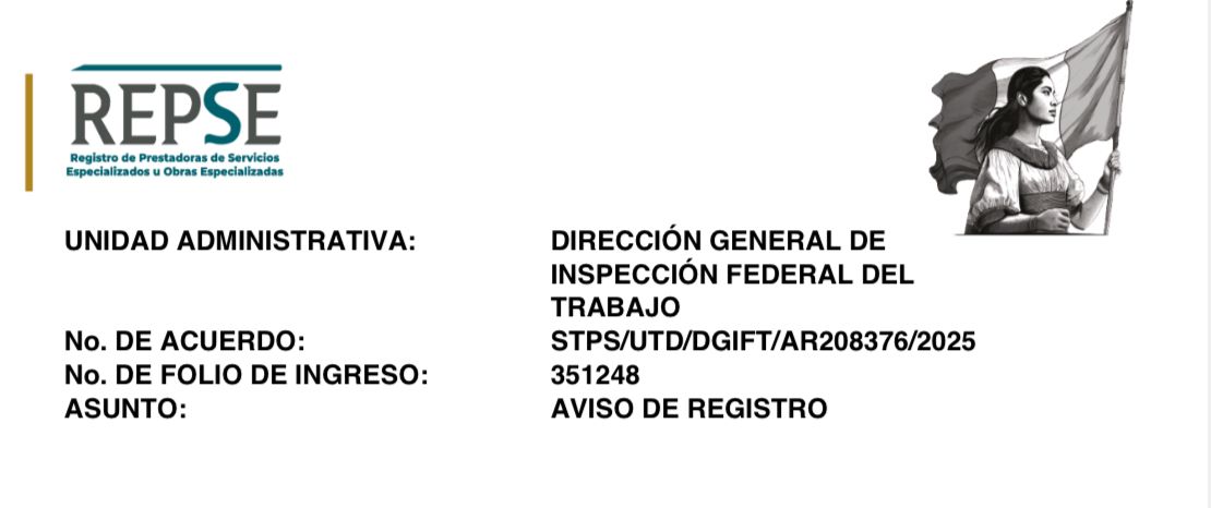 Aviso de registro REPSE de Salud Conecta ante la STPS